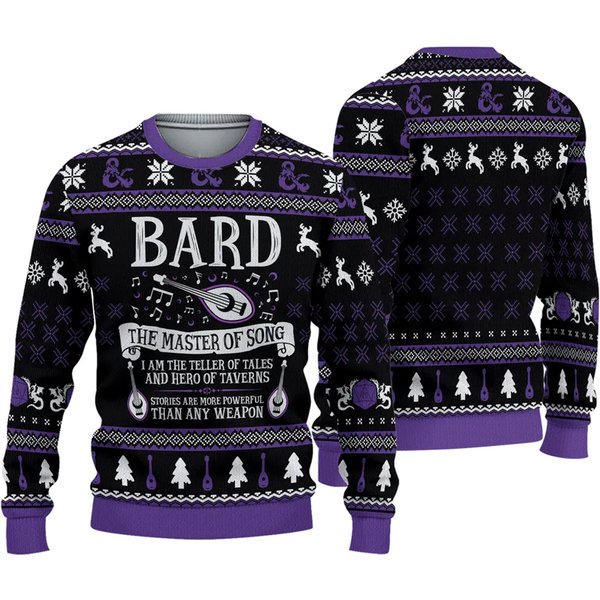 Dnd Classes Bard Ugly 3D Sweater-image