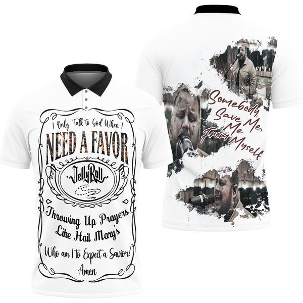 Jelly Roll Somebody Save Me, Me From Myself Polo Shirt-image