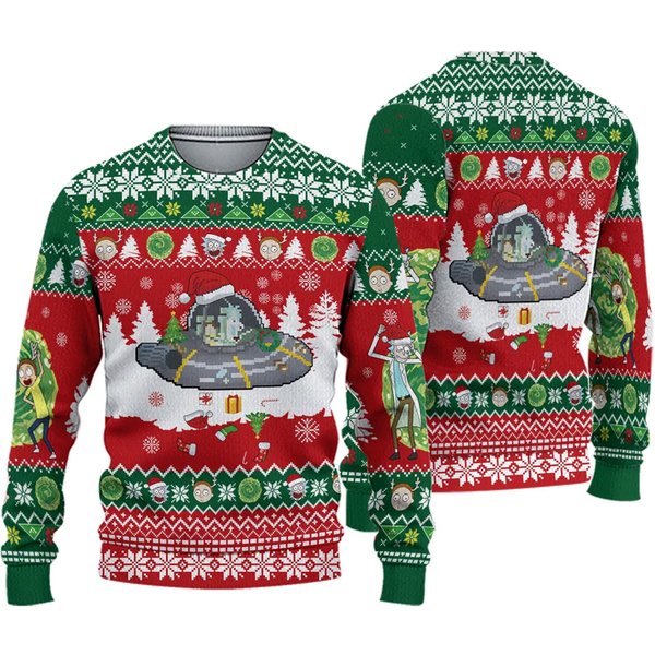 Rick And Rickandmorty Ufo Christmas Ugly Sweater-image