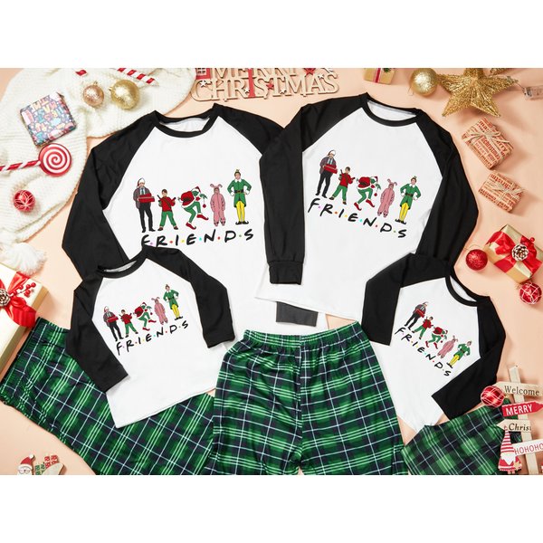 Friends Christmas Party Matching Pajamas, Personalized Holiday Movies Friends Xmas Pajamas-image