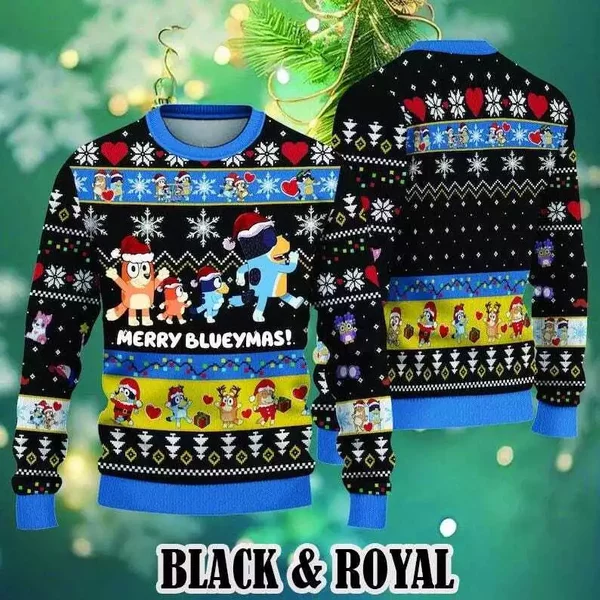 Ugly Christmas Sweater, Blu.e.y Ugly Christmas Sweater, Blue Family Christmas