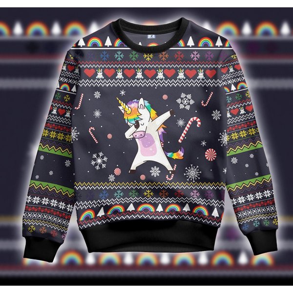 Unicorn Ugly Christmas Sweater, Unicorn Dab Ugly Christmas Sweatshirt-image