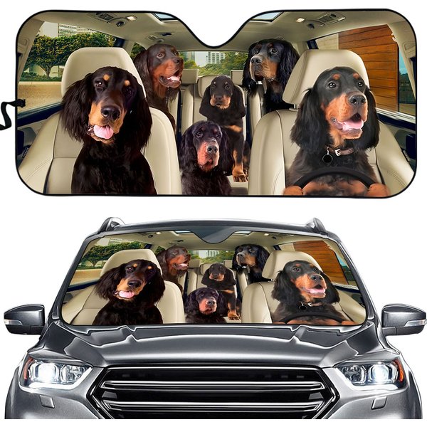 Gordon Setter Car Sun Shade, Dogs Family Sunshade-image
