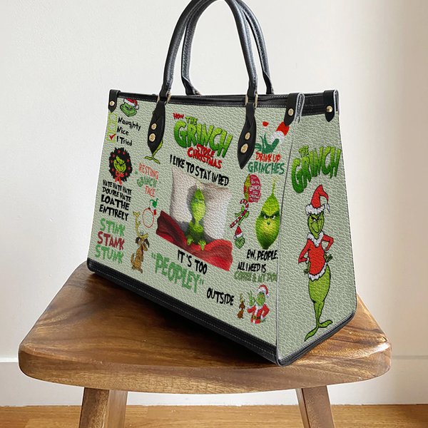 Funny Character Christmas Leather Hand Bag-image