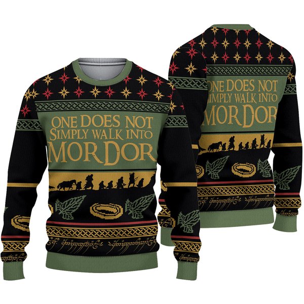 One Does Not Simply Walk Into Mordor Quotes Sweater, Us Movie Ugly Christmas Sweater-image