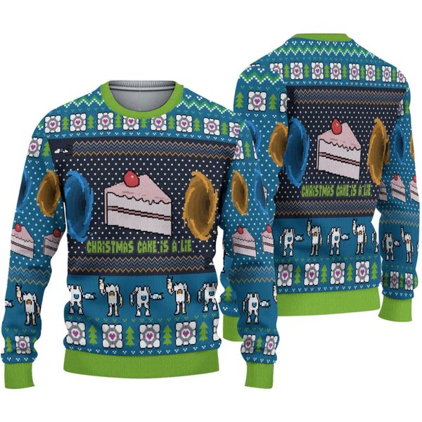 The Christmas Cake Is A Lie Ugly Sweater From Portal 2-image