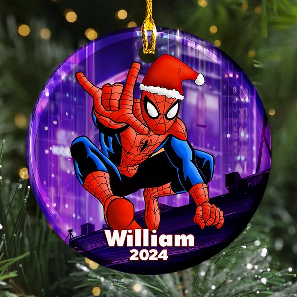 Personalized Spider Christmas Ornament, Custom Spider Santa 2024 Christmas Tree Decor-image