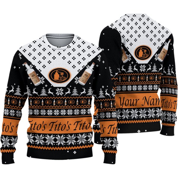 Custom Tito Handmade Ugly Christmas Sweater, Vodka Merry Xmas Sweater-image
