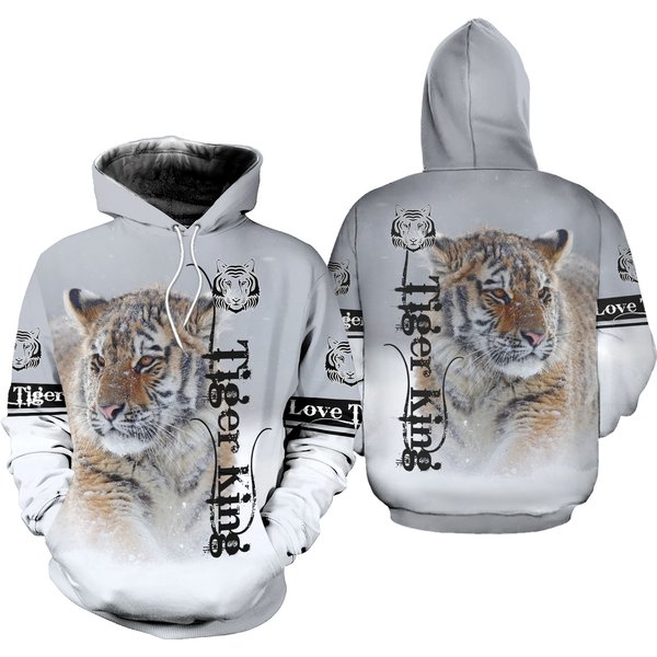 The King - Love Tiger 3d Printed Hoodie Joggers Sets - Elwy-21