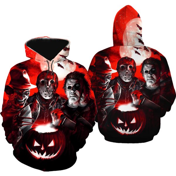 Halloween Horror Characters Hoodie, Myers Krueger Voorhees Hoodie