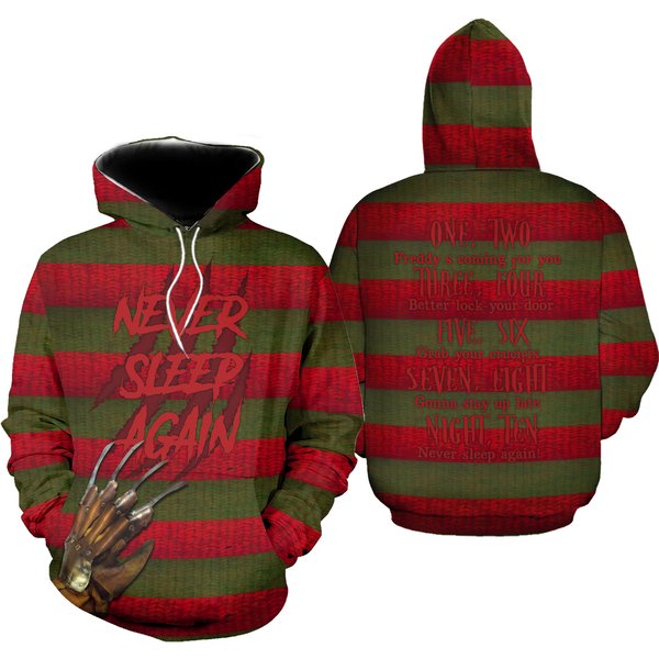 Never Sleep Again 3D Hoodie, Halloween Costume Freddy Krueger 3D Hoodie-image