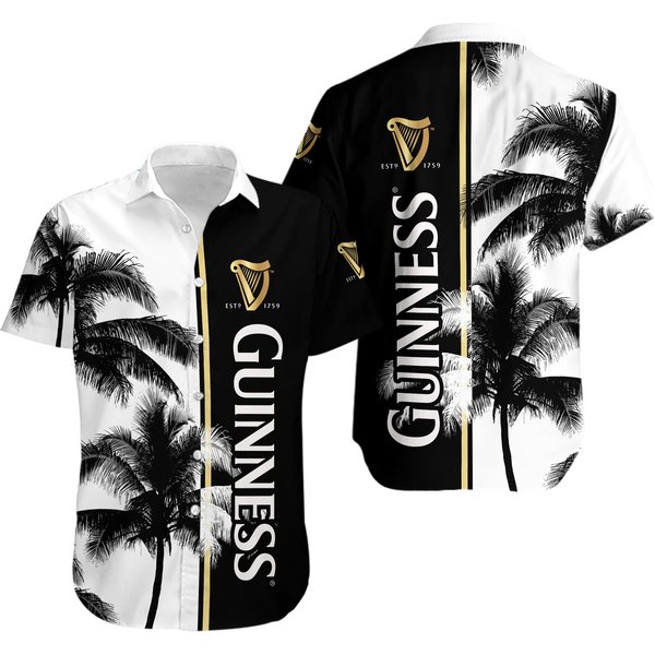Guinness Aloha Shirt - Black Tropical Hawaiian Style, Beer Lover Shirt-image