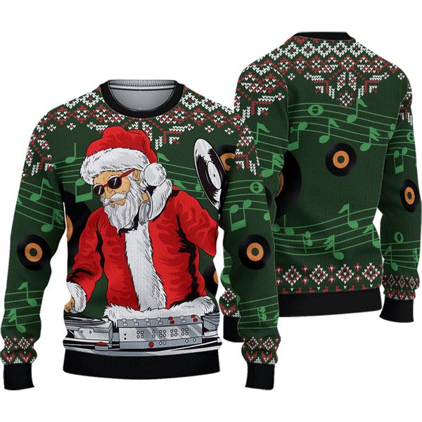 Satan Claus Dj Ugly Christmas Sweater, Ugly Christmas Sweater
