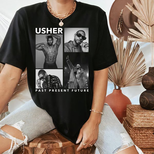 Usher 2024 Past Present Future World Tour Concert Tee - Fan Merchandise-image