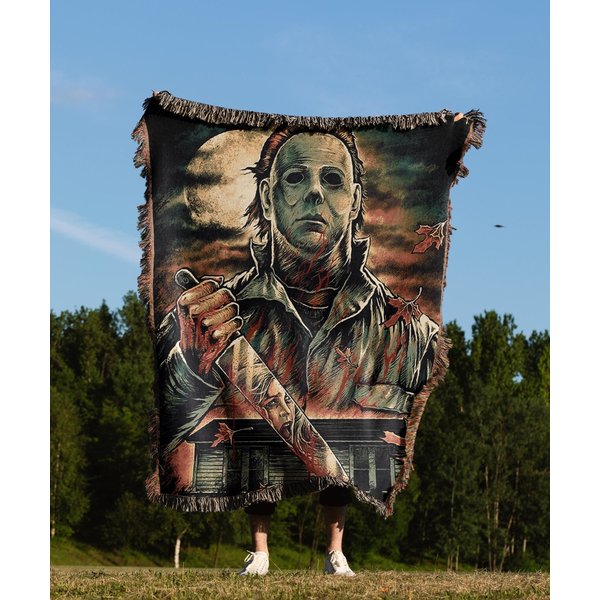 Micheal Myers Horror Movie Hand Woven Blanket | Halloween Movie Villain Tapestry Throw-image