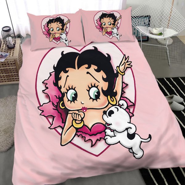 Cute Cartoon Gift Idea Betty Boop Quilt Duvet Cover Set Bedclothes King