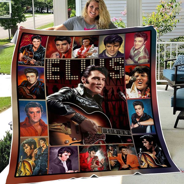 Elvis Presley With His Guitar The King Of Rock Fleece Blanket-image