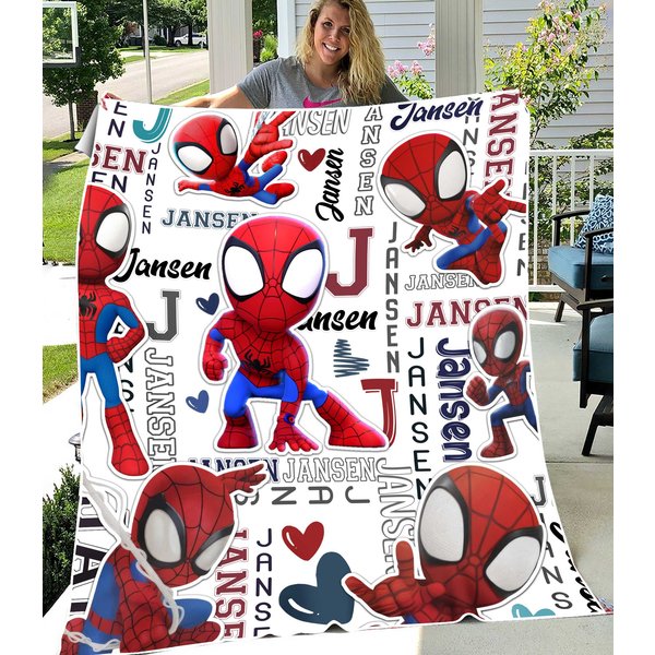 Personalized Spider Blanket, Superhero Movie Fleece Blanket-image