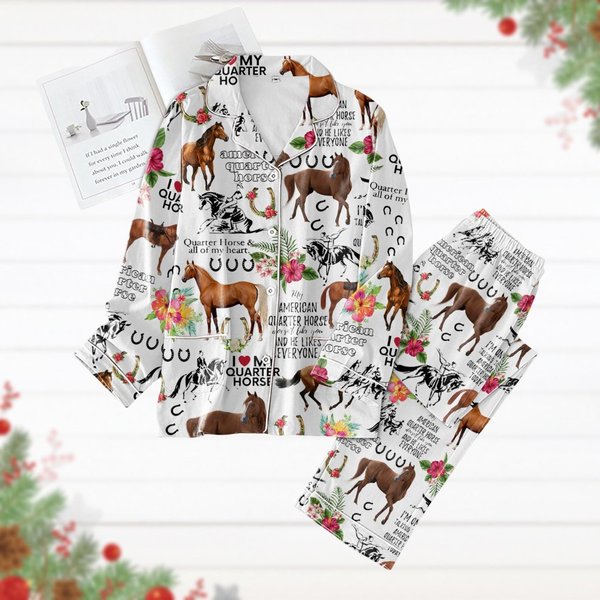 Horse Pajamas, Horse Lover Pj Set, Gift For Her-image