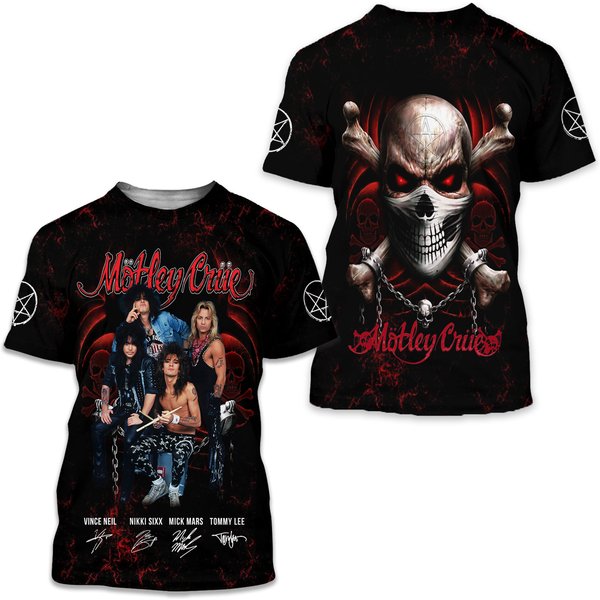 Motley Crue 3D T-Shirt, Motley Crue Metal Rock Shirt-image