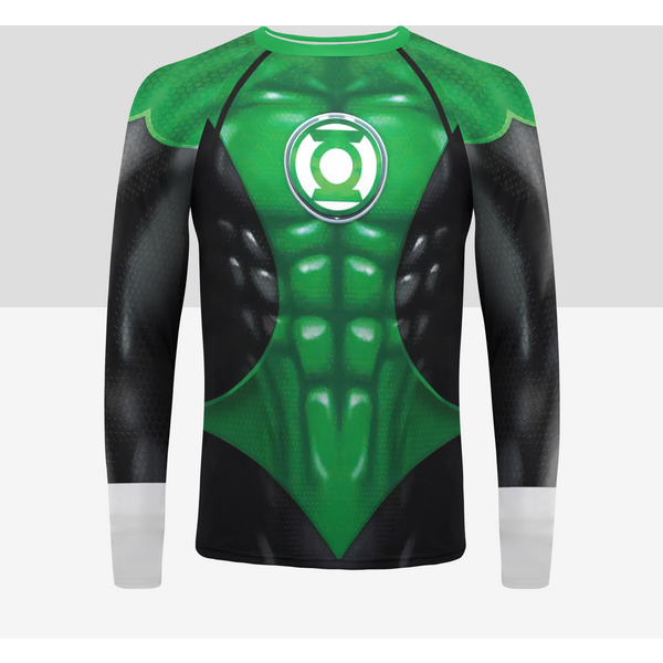Green Lantern Cosplay Men's Compression T-shirts Long Sleeve