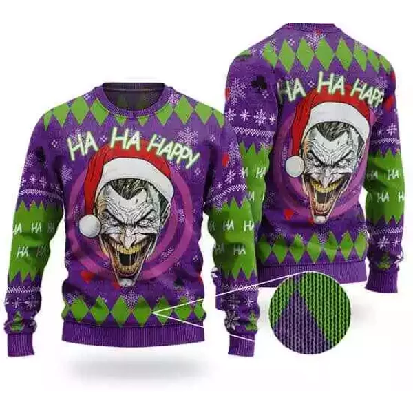The Joker Happy Holidays Purple Ugly Sweater - Vibrant Holiday Fun-image