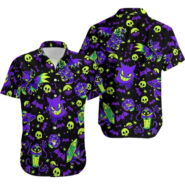 Purple Anime 3D Beach Hawaiian Shirt-image
