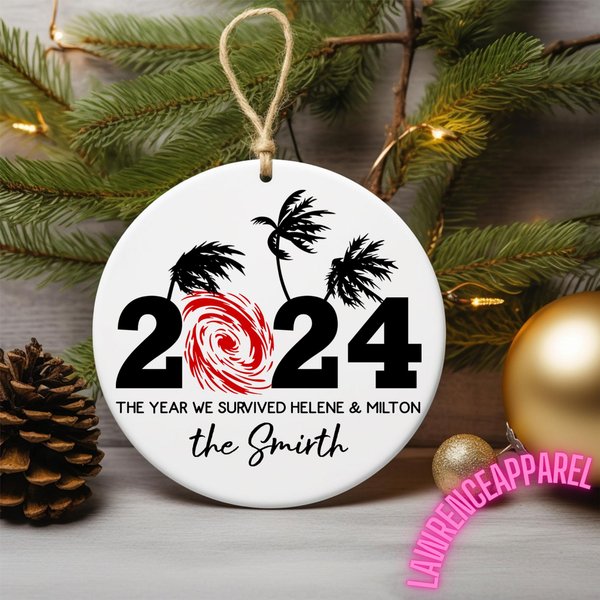 Hurricane 2024 Ornament, The Year Of Hurricane Helene & Milton Custom Ornament-image