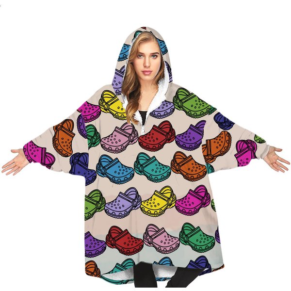 Croc Wearable Blanket Hoodie, Clogs Blanket Hoodie