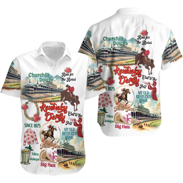 2024 Kentucky Derby Hawaiian Shirt, Derby Day, Horse Racing Button Down Shirt-image