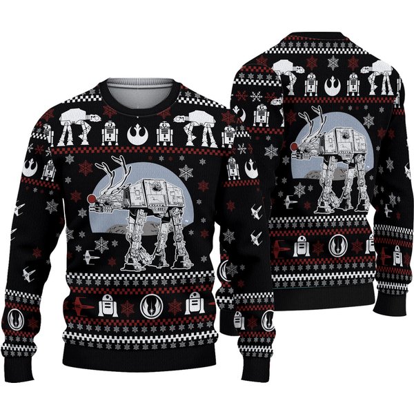 Robot Galaxy Movie Character Ugly Christmas Sweater, Spaceship Xmas