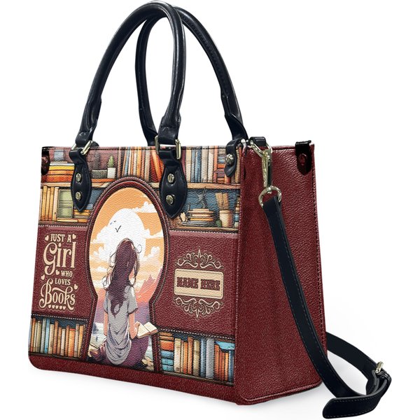 Personalized Handbags Just A Girl Who Loves Books Leather Bag-image