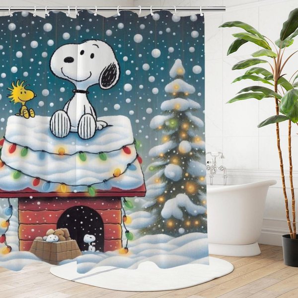 Character Snoopy Christmas Shower Curtains