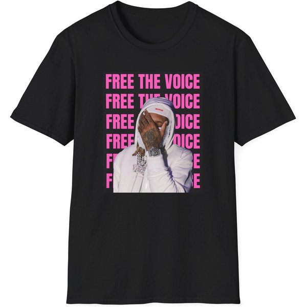 Free Lil Durk Pink Free The Voice T-Shirt Black-image