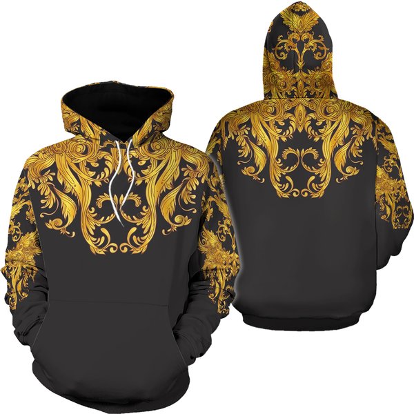 Golden 3d Print Men's Winter Jackets Set Sports Hoodies Trousers - Suit18