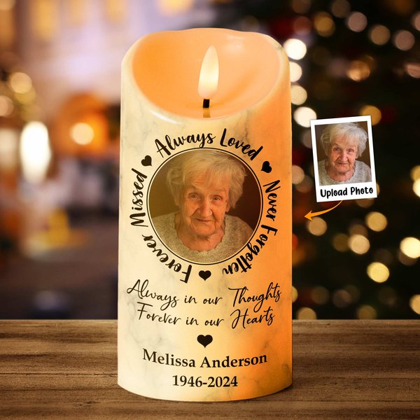 Always Loved, Never Forgotten, Forever Missed - Personalized Photo Led Candle-image