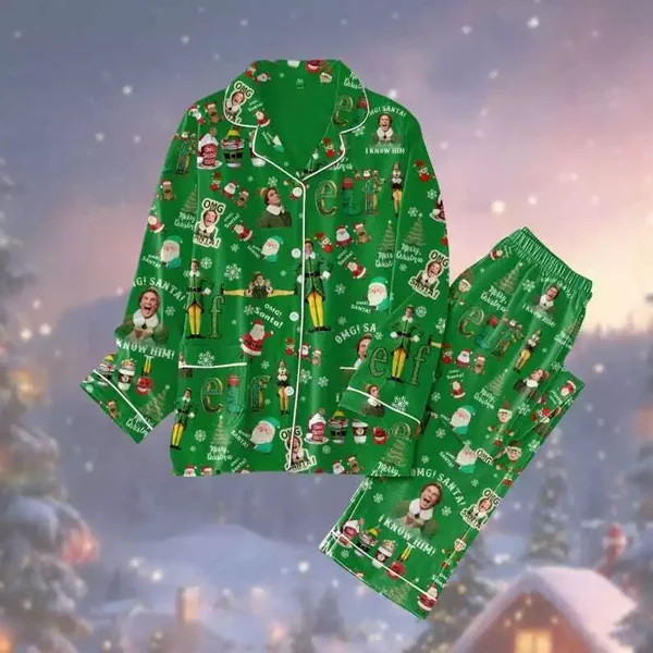 Christmas Elf Pajamas Set, Buddy Vintage Tv Series Holiday Pajamas Set