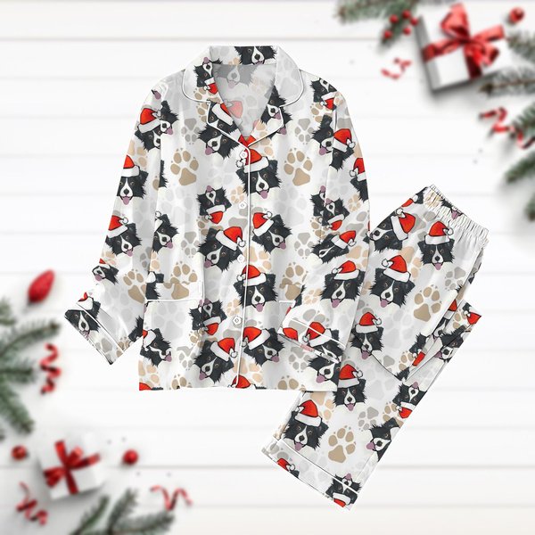 Christmas Border Collie Pajamas Set, Collie Dog Holiday Pajamas-image