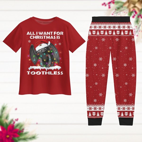 Christmas Toothless Pajamas Set, How To Train Your Dragon-image