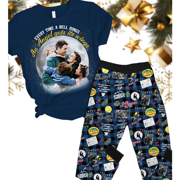 It's A Wonderful Life Christmas Pajamas, Xmas Movie Tshirt Pants Set, Lasso The Moon Holiday Pajamas-image