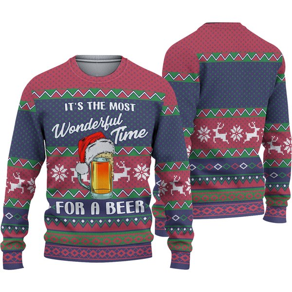 Most Wonderful Time For A Beer Ugly Sweater, Beer Lovers-image
