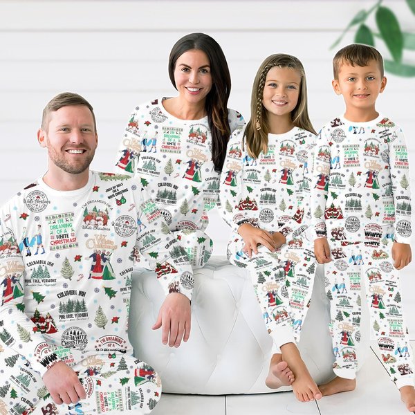 White Christmas Family Pajamas Set, Movie Xmas 1954 Matching Pajamas-image