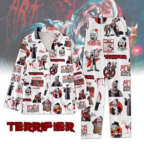 Terrifier Movie Pajamas Set, Horror Characters Shirt, Art The Clown Pj