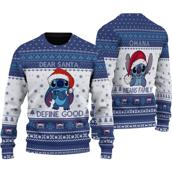 Cute Stitchmas Ugly Christmas Sweater, Dear Santa Define Good Xmas Sweatshirt-image