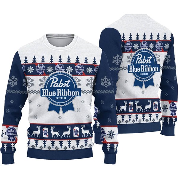 Pbr Blue Ribbon Christmas Ugly Sweater 3D 3D Sweater-image