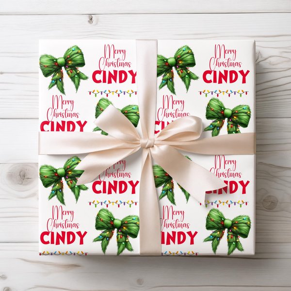 Funny Character Christmas Wrapping Paper, Personalized Funny Character Gift Wrap-image