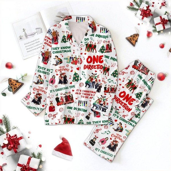 One Direction Christmas Satin Pajamas, World Tour Band Satin Pajamas-image