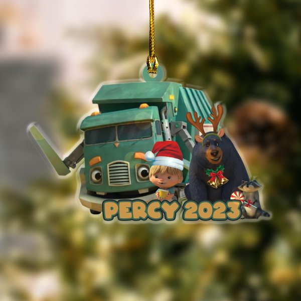 Trash Truck Cutout Ornament, Trash Truck Christmas Ornament, Christmas Ornament-image