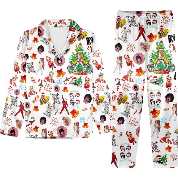 Freddie Christmas Pajamas Set, Mercury Long Sleeve Pajamas-image