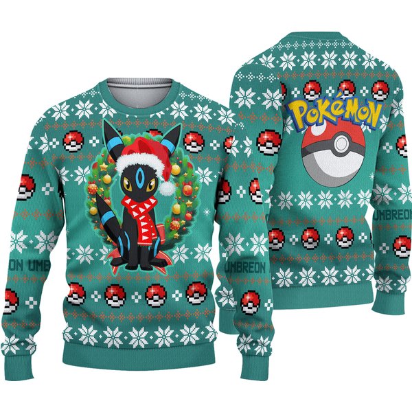 Umbreon Ugly Sweater, Eeveelution Pocket Monster Ugly Christmas Sweater-image